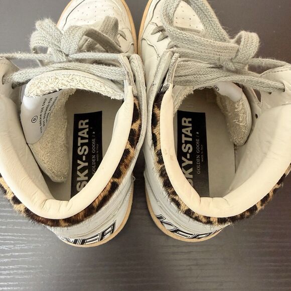 Golden Goose High Top Signature Sneakers Womens Sz 38 Sky Star Pony Hair Leopard - Picture 7 of 16